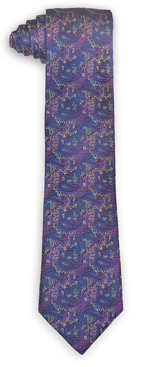 Bruno Marchesi 8053-8 Purple / Lilac / Silver Paisley Silk Necktie